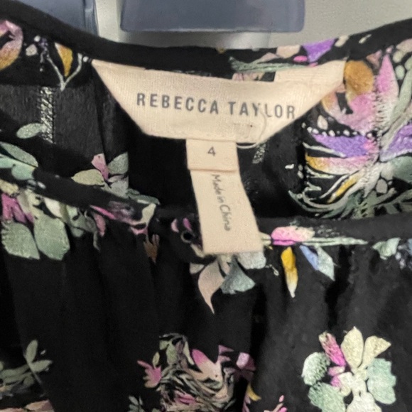 Rebecca Taylor Jewel Paisley Floral Silk Blouse Button Closure Sleeve Sz 4 - Picture 2 of 3